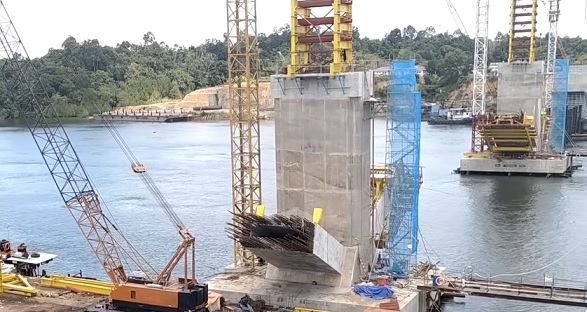 Progres Pembangunan Jembatan Duplikat Pulau Balang di IKN