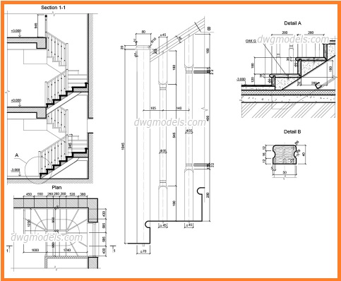 detail tangga kayu