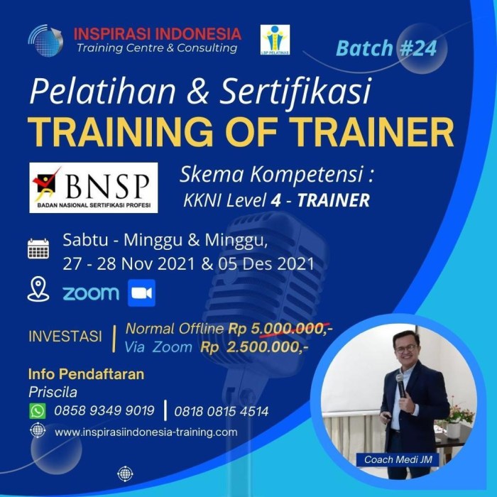 Refrensi Pelatihan Training of Trainer (ToT) BNSP