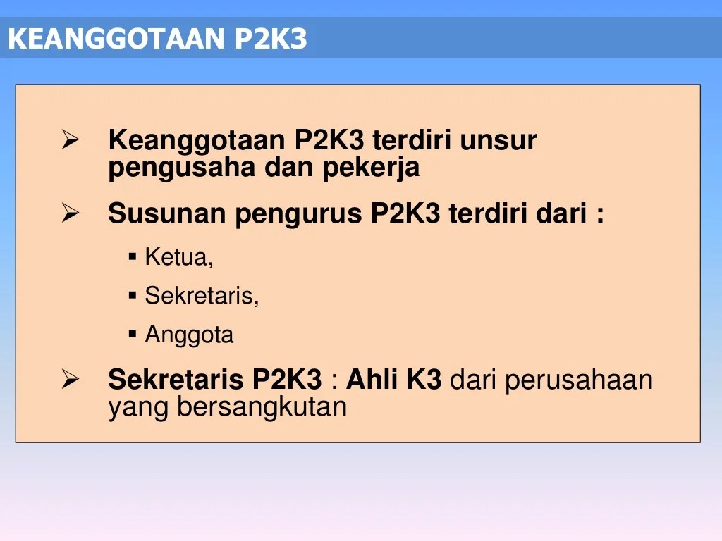 Syarat Keanggotaan P2K3