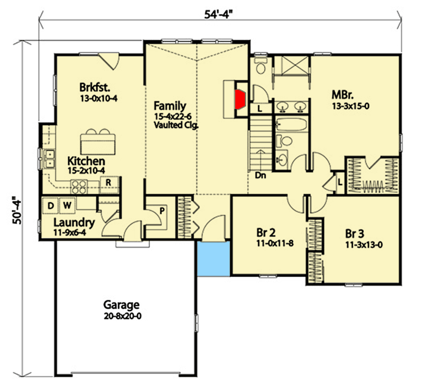 Denah rumah 3 kamar 1 mushola garasi