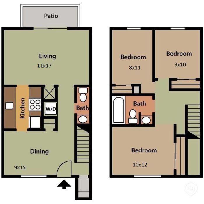 Denah rumah 7x12 3 kamar 1 mushola