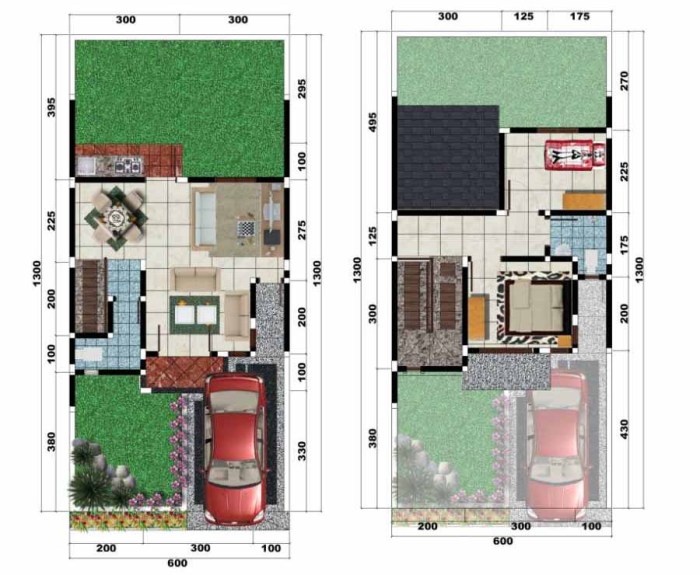 Denah rumah type 60 3 kamar dan tampaknya