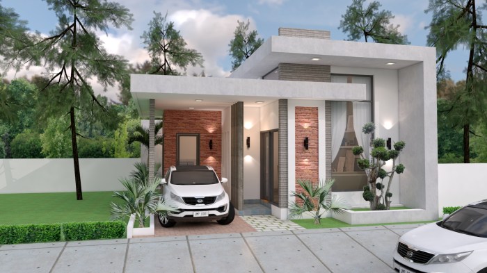 Denah rumah 8x10 dengan teras samping