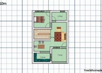 Denah rumah 6x10 sederhana