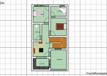 Denah rumah 6x12 memanjang