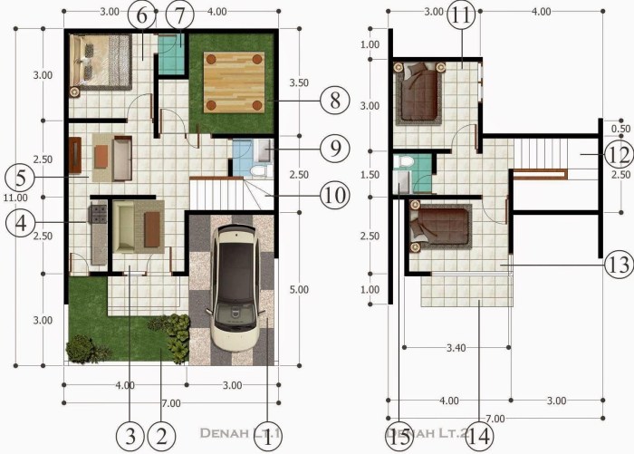 Denah rumah type 70/150