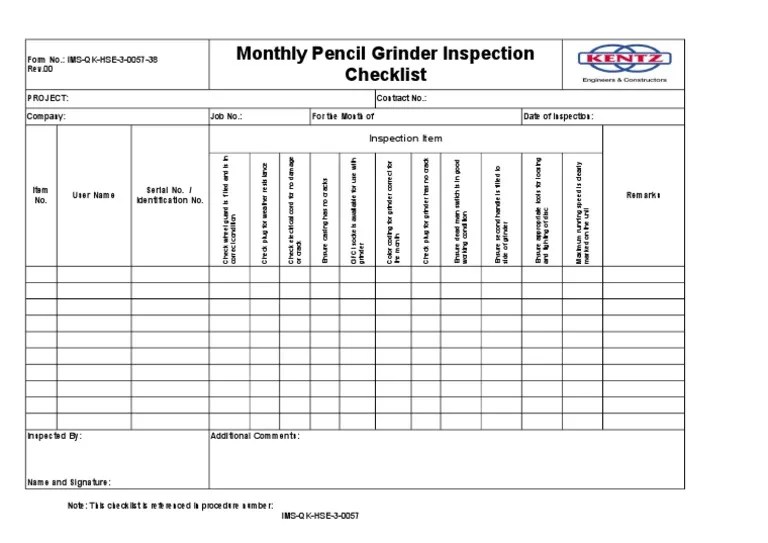 Formulir Checklist Gerinda