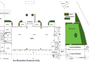 denah pameran outdoor ruang terbuka