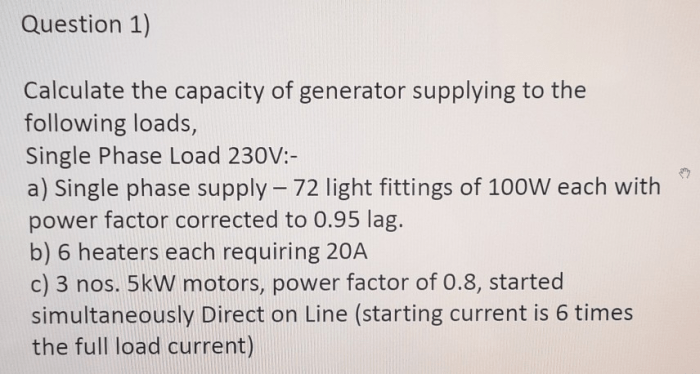 Cara menghitung kapasitas generator dari total kapasitas daya listrik yang dibutuhkan