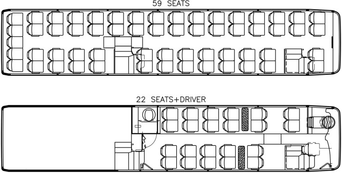 Denah kursi bus 33 seat