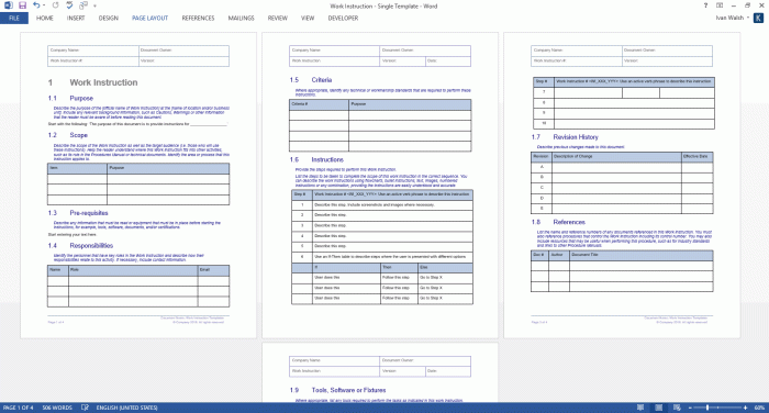 Instruksi Kerja masing-masing bagian/departemen