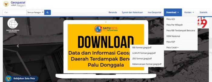 Cara Mendownload Data RBI dari website BIG (Tanah Air)