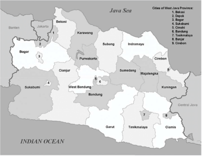 Download Shapefile RBI Provinsi Jawa Barat Perwilayah (Kabupaten/Kota)