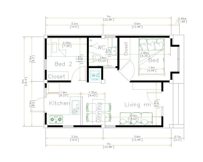 Contoh desain rumah 5x7 di kampung