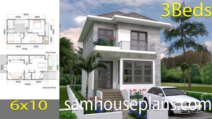 Desain rumah 6x10 3 kamar