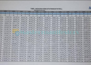 Tabel pinjaman BTN jaminan sertifikat rumah tahun 2025